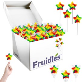 The Dreidel Company Star Swirl Lollipop Sucker Candy, Rainbow Star Candies, Mixed Fruit Flavor, Individually Wrapped Sucker (12-Pack)