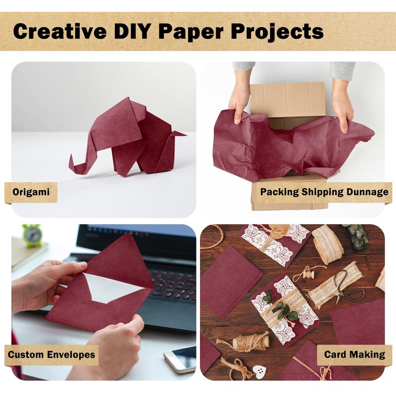 RUSPEPA Wine Red Kraft Wrapping Paper Roll, 17.5"x 393"(32.8'), Recyclable