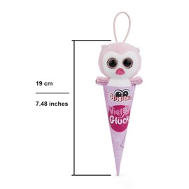 Glubschis Schultüte Kuscheltier Anhänger 9 cm, Einhorn Milky-Fee, Drache McDamon, Parko, Eule Rosina, Twila als Back to School Geschenk, Schlüsselanhänger mit großen Glitzeraugen (Rosina)