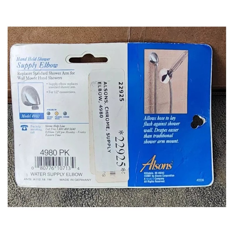 Alsons Hand Held Shower Supply Elbow | 4980 PK