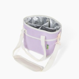 NoNa & Bee 4 Water Bottle Holder with Strap | Family Size 4 Compartment Drink Bag, Multiple Tumbler Carrier Caddy | Adjustable Fits Large & Small Drinks | Hands Free, Won't Tip Over in Car (Lavender)
