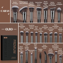 Maange Brochas Set 25 Brochas Maquillaje Profesionales Con Caja Alta Calidad Kit De Brochas Kabuki Brocha Para Base Pincel Para El Rostro Pincel Para Los Ojos Negro