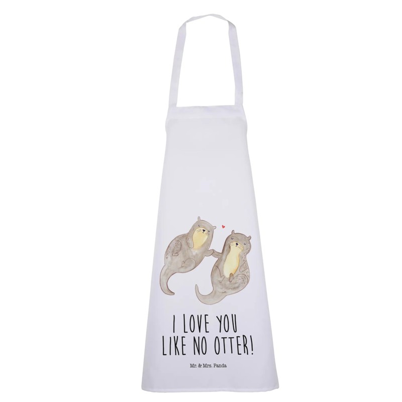 Mr. & Mrs. Panda Cooking Apron Otter Hands Holding Gift