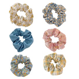 6 Stile Scrunchies, Blumenmuster Haargummi Damen, Elastische Haargummis Bobbles, Pferdeschwanz Haarschmuck für Mädchen Damen Frauen, Vintage Floral Haargummis (pink 1)