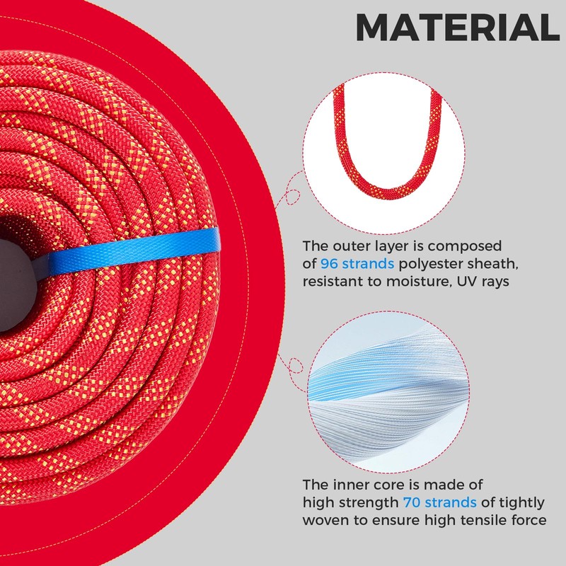 1/2 Inch 200ft Double Braided Polyester Arborist Rope, Heavy Duty
