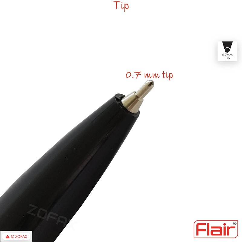 FLAIR 10 x 0.7mm Ezee Click BLACK Ballpoint Retractable Pens