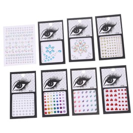 IWOWHERO Rhinestones Face Gems Stickers 8 Sheets Makeup Rhinestone Stickers for Eyes Body