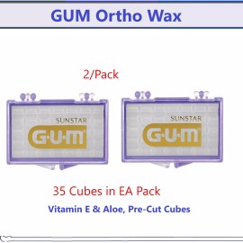 Sunstar Dental Orthodontic Ortho Wax Mint Original Scent For Braces Sunstar Gum, USA - Mint, Vitamin E & Aloe, 2/Pack (70 Cubes)