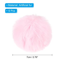 Faux Fur Pom Poms for Hats, 6 Pcs Fluffy Soft Fur Poms Balls for Keychain Knitting Hats DIY Scarves Gloves Bag Christmas, Pink