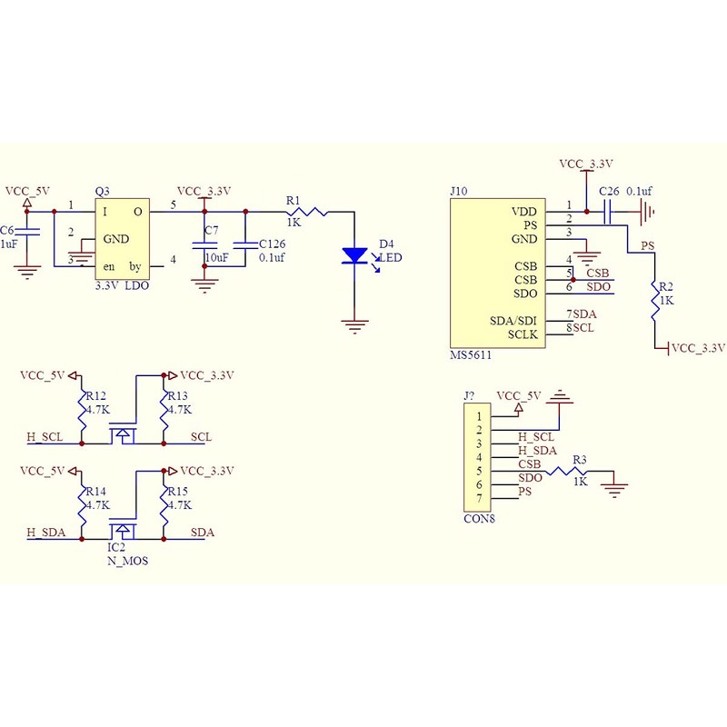 Youmile GY-63 MS5611-01BA03 Meter Altimeter Sensor Module Atmospheric Pressure Sensor