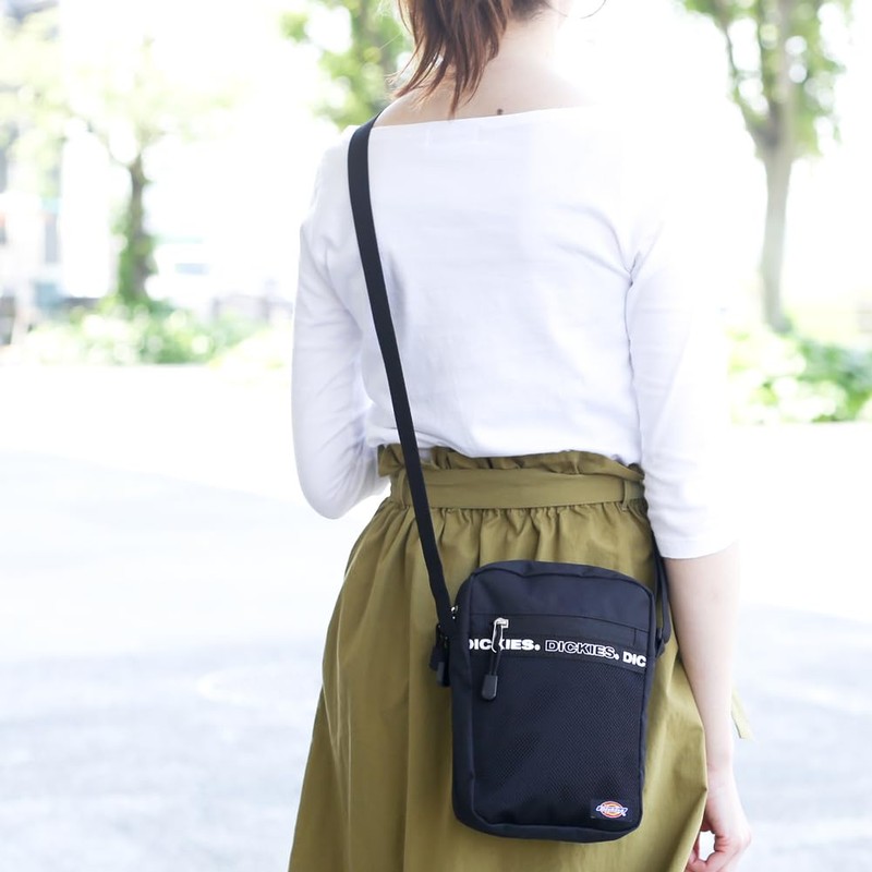 Dickies Women's Men's Logo Tape Square Shoulder Bag, Khaki