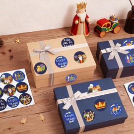 Hianjoo Pegatinas para Regalos de los Reyes Magos, 20 Hojas de Etiquetas para Regalos para Manualidades Navideñas, 180 Unidades de Pegatinas para Tarjetas de Regalo para Fiestas