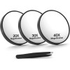 Macaki 20X/30X/40X Magnifying Mirror with Suction Cups and Black-20x&