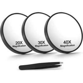 Macaki 20X/30X/40X Magnifying Mirror with Suction Cups and Black-20x&