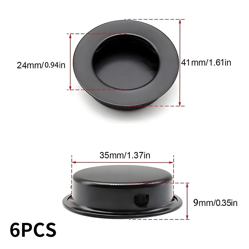 SHYSBV Circular Pull Handle,6 PCS Flush Pull Door Handle with