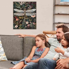 Dragonfly Stamped Cross Stitch Kits for Adults - Embroidery Kits for Beginners Adults,11 CT Patterns Dimensions Counted Cross Stitch Kits for Adults Arts Craft 12x16 inch