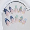 24 Pcs Light Green French Tip Press on Nails Medium