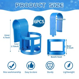 Bazyrock 6 Pcs Poolside Cup Holder for Above Ground Pools,Plastic Pool Cup Holder No Spills Pool Drink Holder Round Fits 2 Inch or Less Round Top Bar