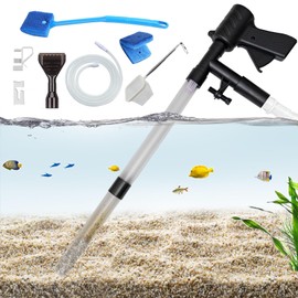 Carefree Fish Aquarium Gravel Cleaner 15~30In with 6Ft Water Hose Fish Tank Water Changer Sand Vacuum with Skimmer Net and Long Handle Sponge Alage Scraper