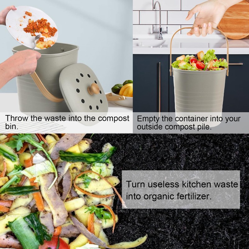 Compost Bin Kitchen, LALASTAR Countertop Compost Bin with Lid, Made