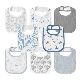 GLLQUEN BABY Muslin Drool Bibs for Boys Girls 8 Pack, Adjustable Baby Bibs for Drooling and Teething, Soft Cotton Baby Bandana Bibs for Newborn Feeding Essentials(Toucan)