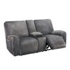 ULTICOR Reclining Loveseat with Middle Console Slipcover, 8-Piece Velvet Stretch