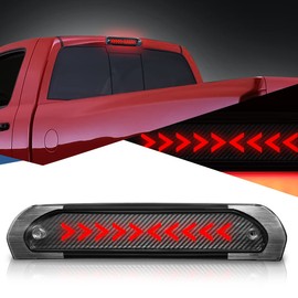 Auto Dynasty Sequential Arrow LED Rear Tail Center High Mount Stop Lamp Third Brake Light Compatible with Dodge Ram 1500 2500 3500 02-09, Carbon Fiber Look, Black Housing, Clear Lens