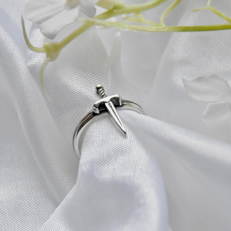Sword Ring Sterling Silver 925 Dagger Open Wrap Adjustment Unisex