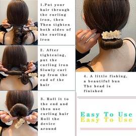 4 Pcs Deft Bun Maker - Magic Donut Hair Buns for Girls (Pink+Gray+Purple+Yellow)