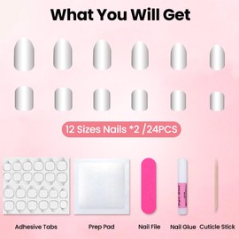 Aucenix Christmas Long Almond Red White Press on Nails, Red Spot Fake French Tip Nails Cute Full Cover False Nails with Christmas Themes Designs for Women Acrylic Art Decoration (B)