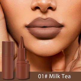 MUREND 2 in 1 Lip Liner Pencil and Lipstick Lip Combo Set, Matte Nude Black Dark Brown Red Lip Liner, Smooth Creamy Lip Pencil, High Pigmented Non-Smudging Waterproof Long Lasting Lip Makeup 01#