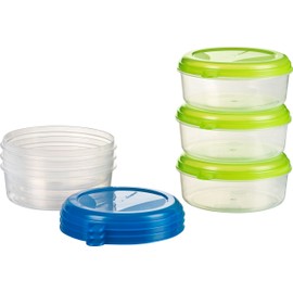 Kigima Food Storage Container Freezer Container 6 x 1 L Round Blue and Green