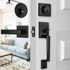 Azdele Modern Black Front Door Handle with Single Cylinder Deadbolt