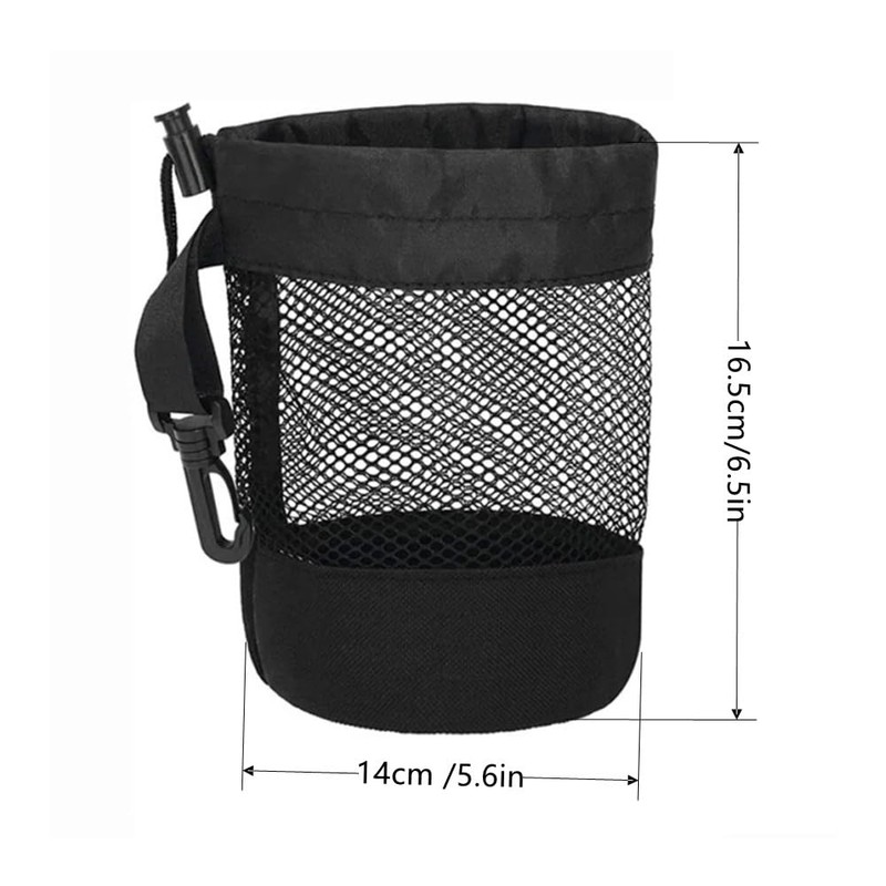 Naisfei 2 Pcs Black Nylon Mesh Drawstring Golf Ball Bags,