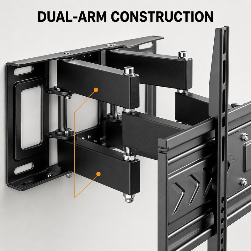 Full-Motion Dual-Arm TV Wall Mount for 40–80 Inch TVs, VESA