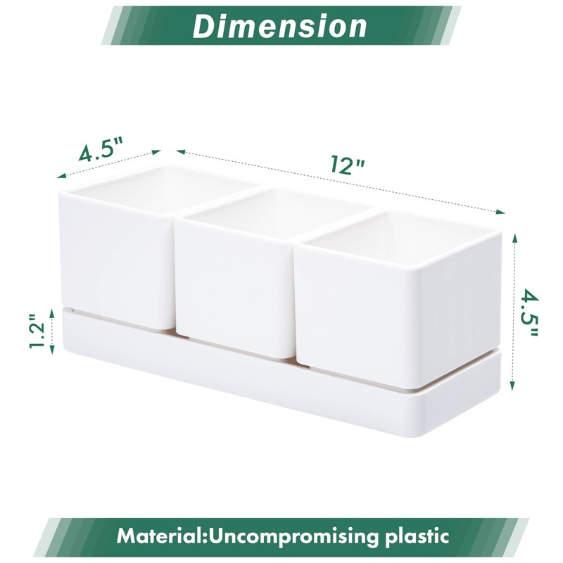 D'vine Dev Herb Garden Planter Set, Plastic Plant Pots with