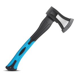 Splitting Axe, 14” Camping Outdoor Hatchet for Wood Splitting and Kindling, Forged Carbon Steel Heat Treated Hand Maul Tool, Fiberglass Shock Reduction Handle, Blue