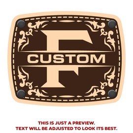 CityLocs Custom Initials Hat with Engraved Leather Patch - Letter: F, Hat Color: Blue Red White Trucker