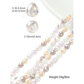 DanLingJewelry 200Pcs Pearl Pink Electroplate Glass Beads Vertical Hole Faceted Crystal Teardrop Spacer Beads for DIY Bracelets Necklaces Making