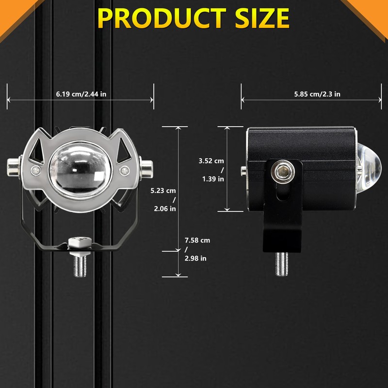 Motorcycle LED Driving Light, 30W 6000K/3000K Super Bright Spotlight Waterproof