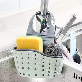 Kitchen Sink Sponge Holder Kitchen Adjustable Organizer Sink Sponge Holder Caddy Drain Basket Gadget Organizer Pink