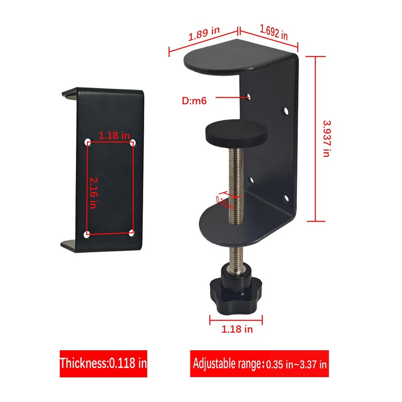 Jhanw 3 inch C-Clamp with Four Small Holes in the