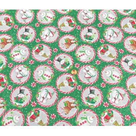 In The Beginning Fabrics Snowmen Circles on Green Christmas Fabric by In the Beginning Fabrics, BTHY