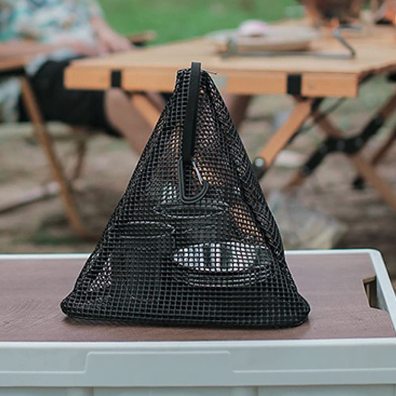Camping Dry Net, Durable Triangle Hanging Bag with Hook, Camping