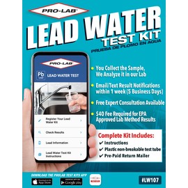 PRO-LAB Lead in Drinking Water Test Kit - Same kit used by Home Inspectors. You collect the sample, we analyze it. Results emailed within 1 week. $40 lab fee required for EPA Certified Lab analysis.
