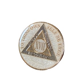 17 Year AA Medallion Opulent Pearl Tri-Plate Sobriety Chip