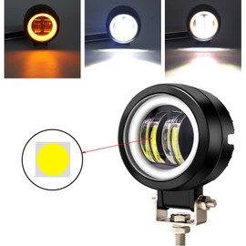 Biqing Motorcycle Fog Light, Cut Line, 2 Colors, White and Yellow, LED, IP68 Waterproof, Bike Auxiliary Light, Lifespan of 50,000 Hours, Equipped with 3-Wire Switch