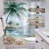 Riyidecor Tropical Beach Palm Tree Shower Curtain for Bathroom Decor