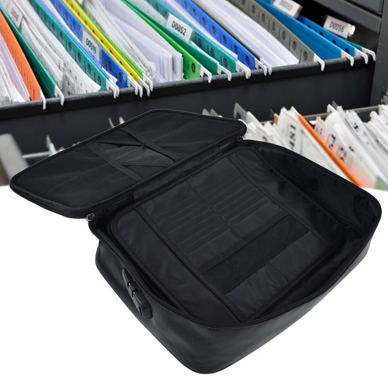Fireproof Document Bag Pouch Portable File Safe Organizer Large Capacity