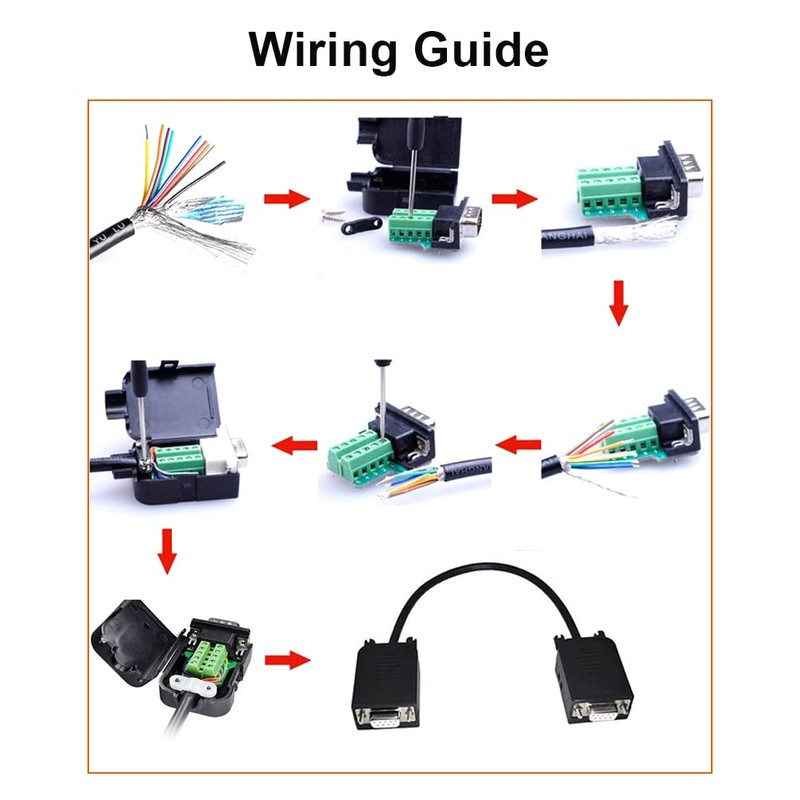 DTECH DB9 Breakout Connector DB-9 Female RS232 Serial Adapter Solderless